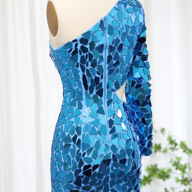 Vestido de Festa Midi Sereia Reflexos Royal - Modelo Especial