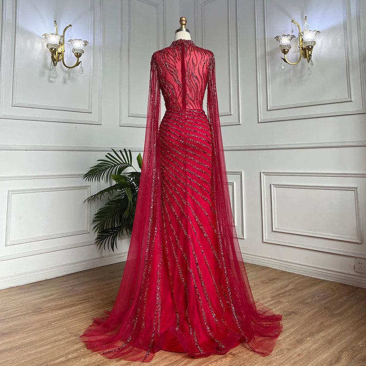 Vestido de Festa Luxo Glamour com Maxi Capa Adornada com Cristais - Modelo Especial