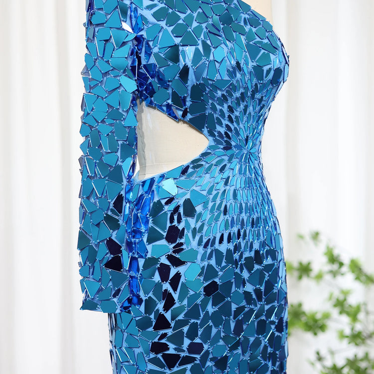 Vestido de Festa Midi Sereia Reflexos Royal - Modelo Especial