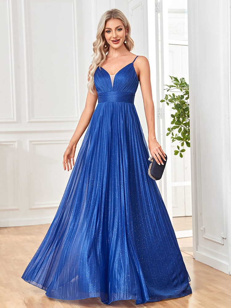 Vestido de Festa Longo Clássico Alça Espaguete