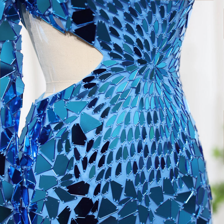 Vestido de Festa Midi Sereia Reflexos Royal - Modelo Especial