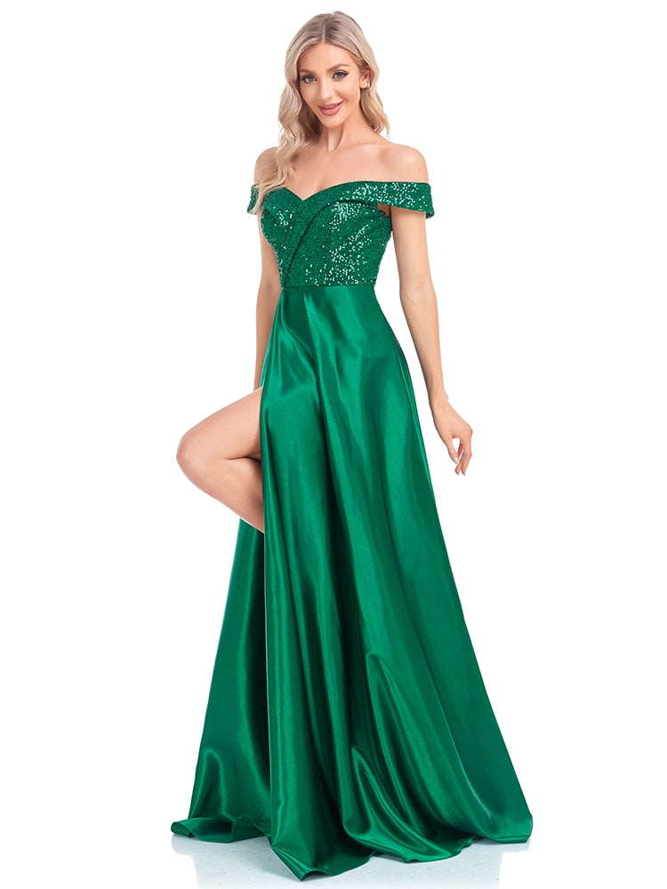 Vestido de Festa Longo Brilho Verde