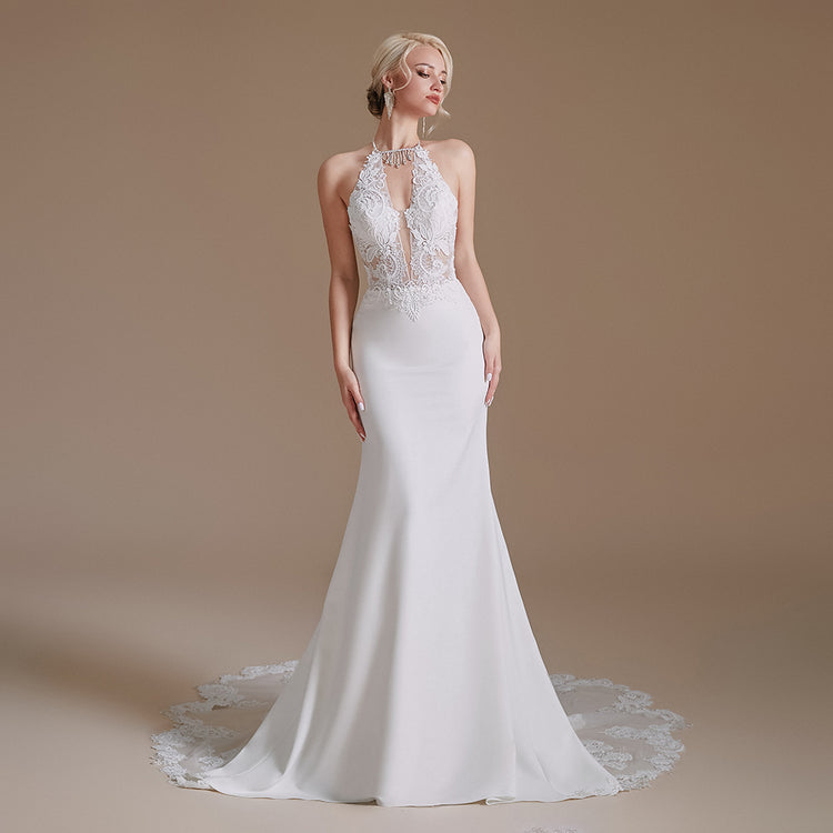 Vestido de Noiva Sereia Luxo com Parte Superior Detalhada em Rendas