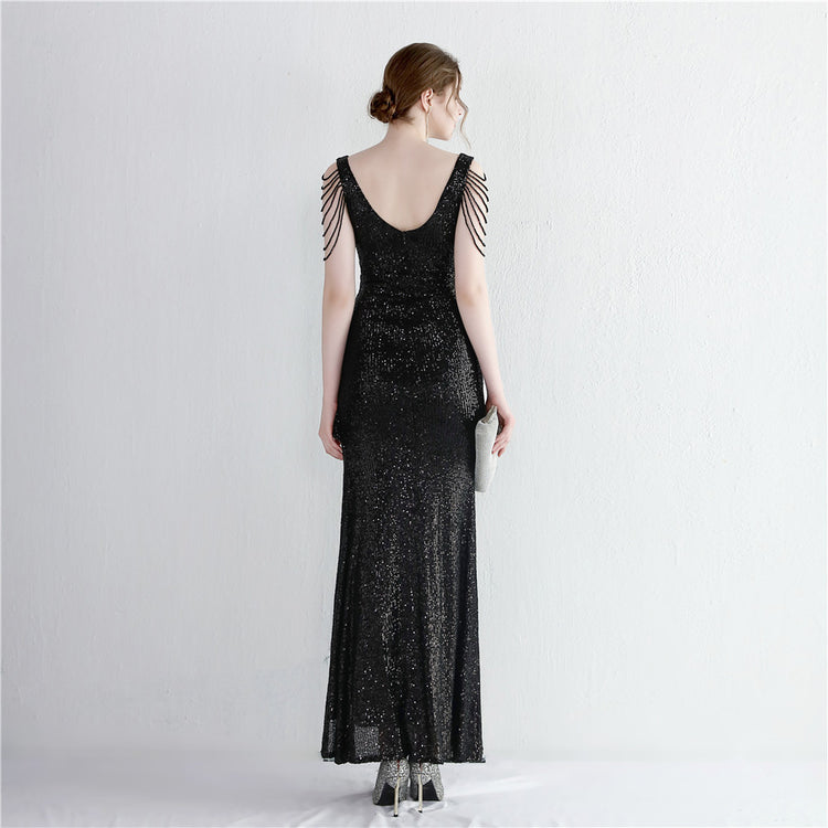 Vestido de Festa Brilho com Lantejoulas Preto