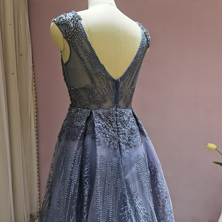 Vestido de Festa Longo com Cristais Florais Luxo - Modelo Especial