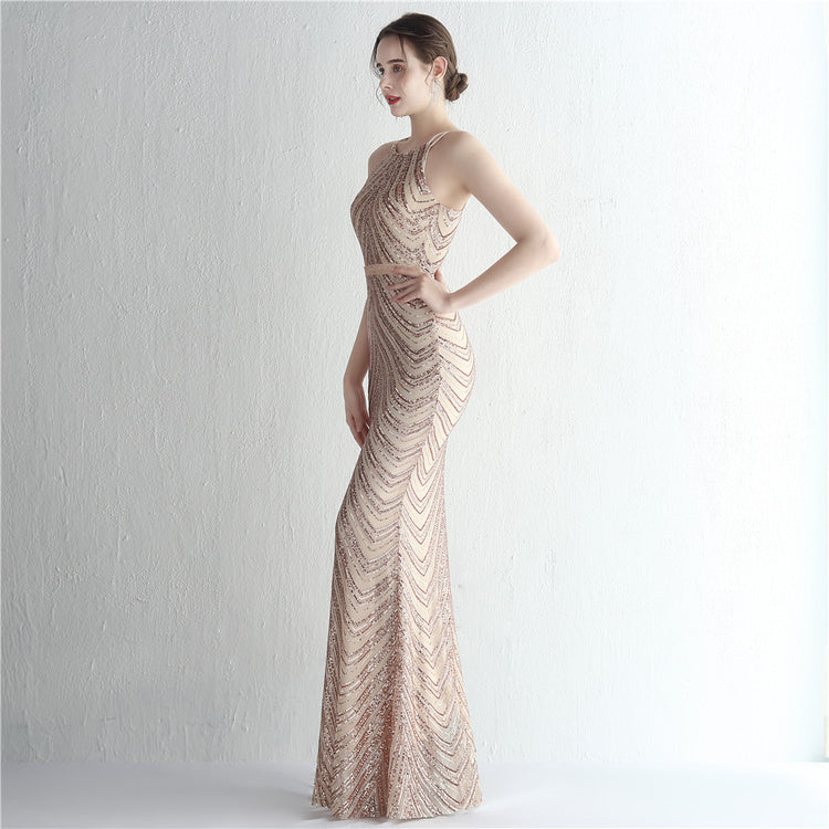 Vestido de Festa Luxo Sereia com Capa Dourado