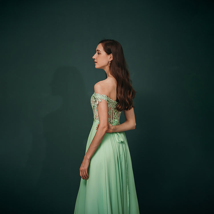 Vestido de Festa Longo Brilho Verde Menta