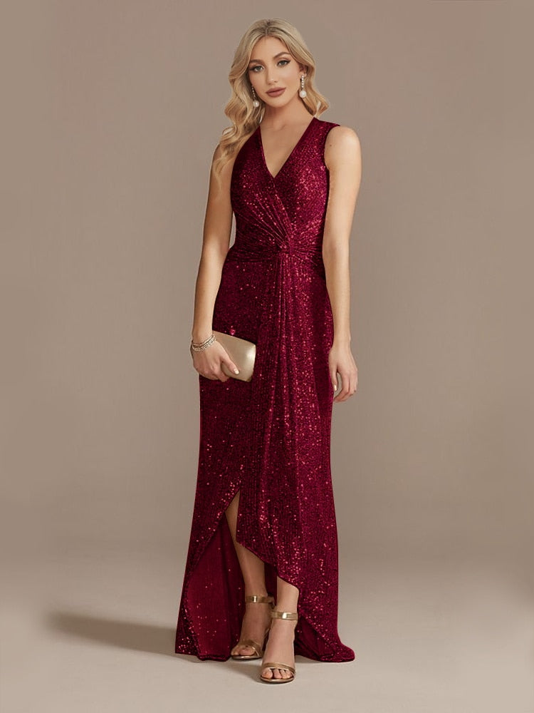 Vestido de Festa Longo Detalhado em Brilhos e Paetês