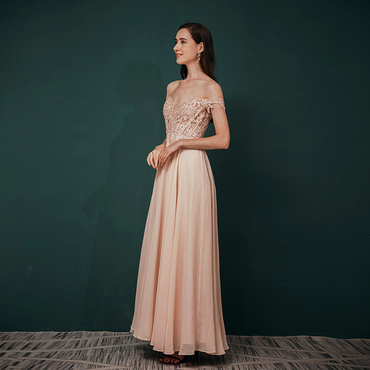 Vestido de Festa Longo Brilho Rosa Empoeirado