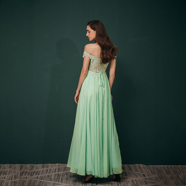 Vestido de Festa Longo Brilho Verde Menta