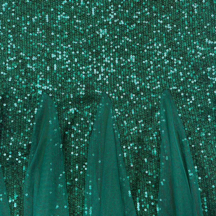 Vestido de Festa Longo Sereia com Detalhes Paetês Verde