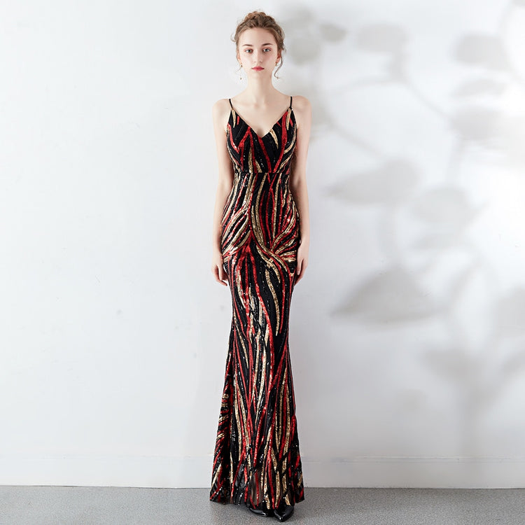 Vestido de Festa Longo Ondas Brilho