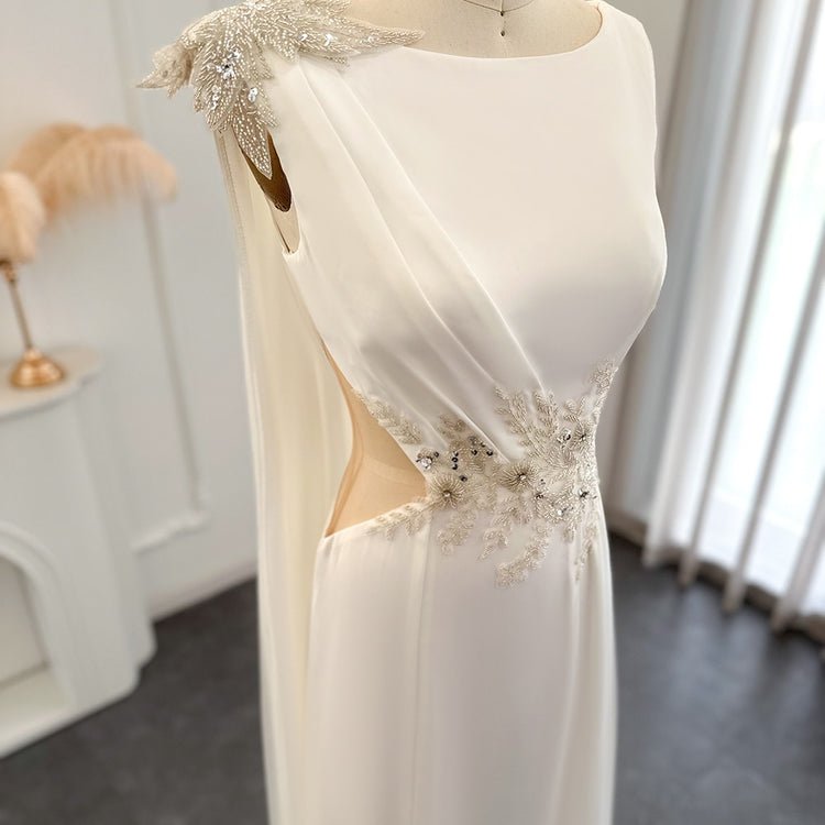 Vestido Longo de Festa Luxo Branco com Detalhes Cristais - Modelo Especial