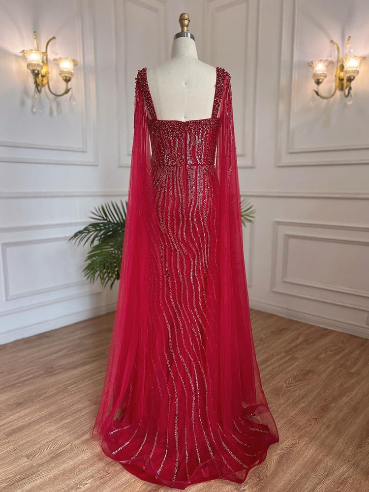 Vestido de Festa com Capa Longo Luxo Montserrat - Modelo Especial