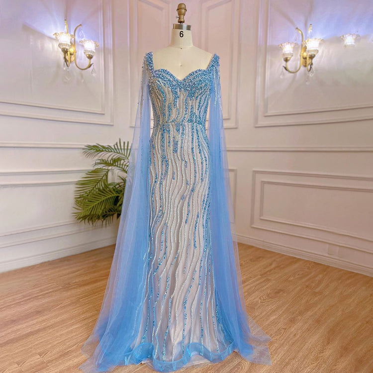 Vestido de Festa com Capa Longo Luxo Montserrat - Modelo Especial