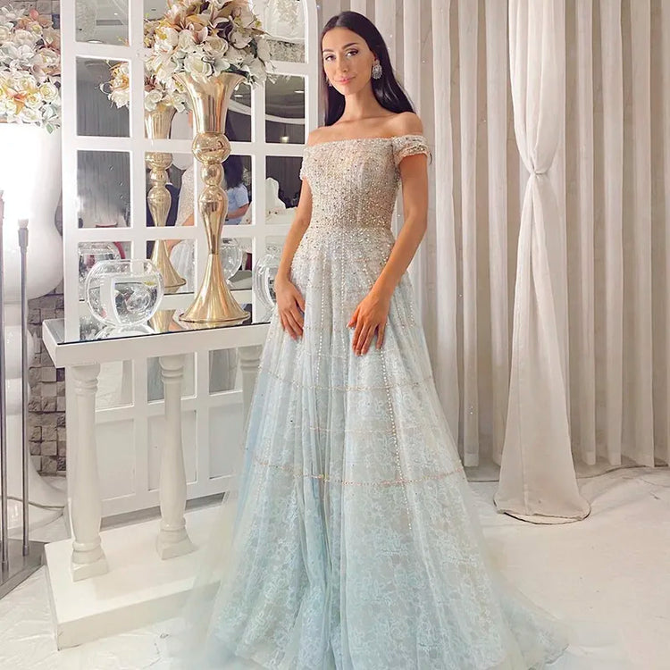 Vestido de Festa Longo Frozen em Renda Brilhante - Modelo Especial