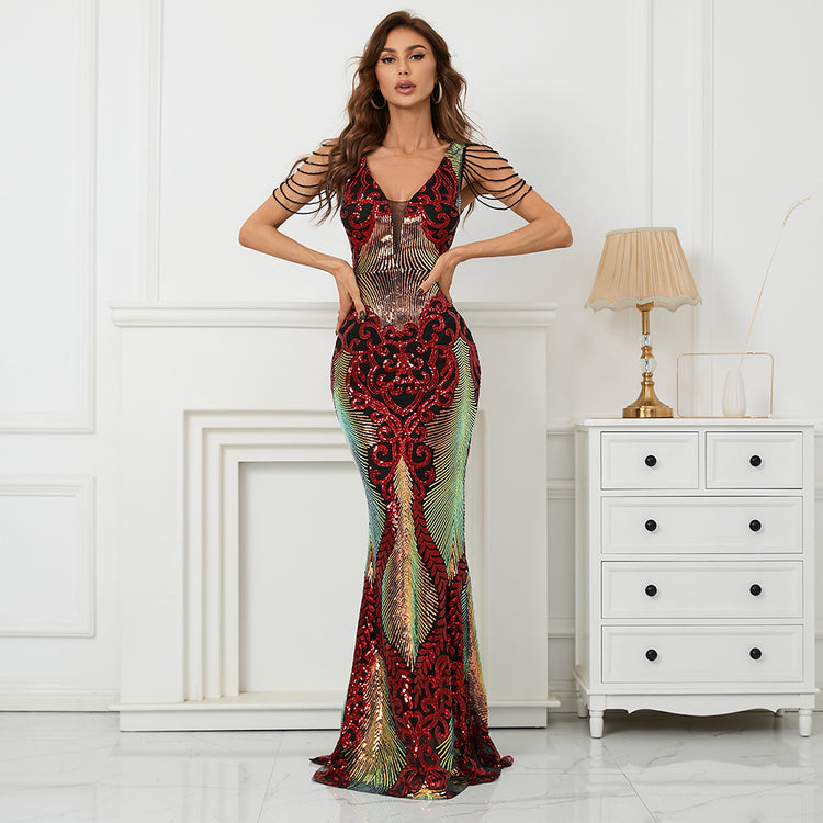 Vestido de Festa Longo Sereia com Miganças