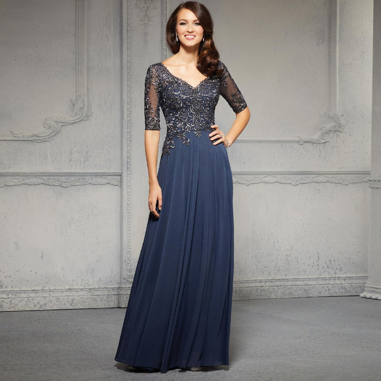 Vestido de Festa Longo com Apliques