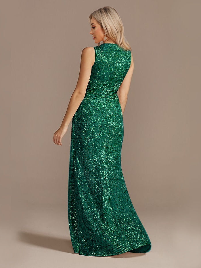 Vestido de Festa Longo Detalhado em Brilhos e Paetês (Pronta Entrega)
