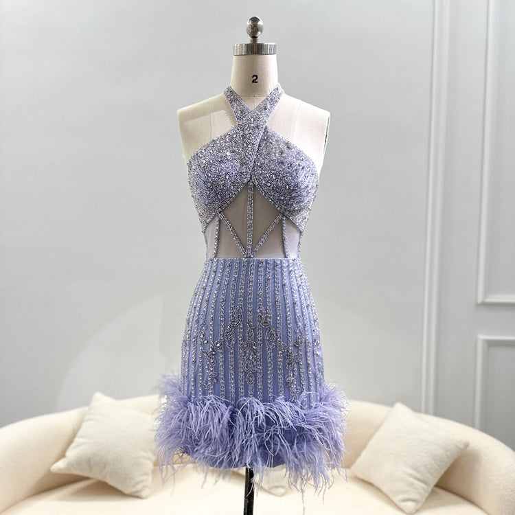 Vestido de Festa Curto Detalhado com Cristais - Modelo Especial