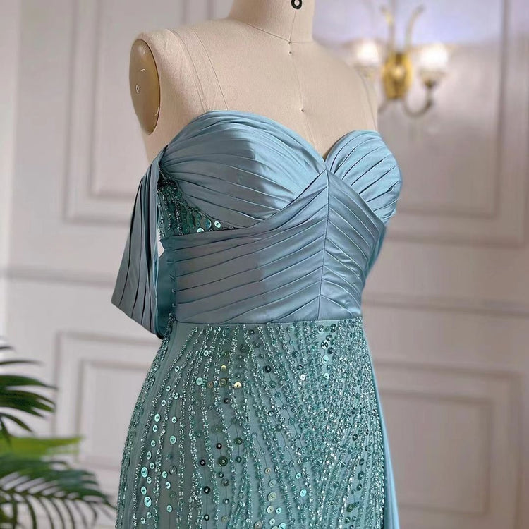 Vestido de Festa Sereia Elegante Sexy Azul Tiffany - Modelo Especial