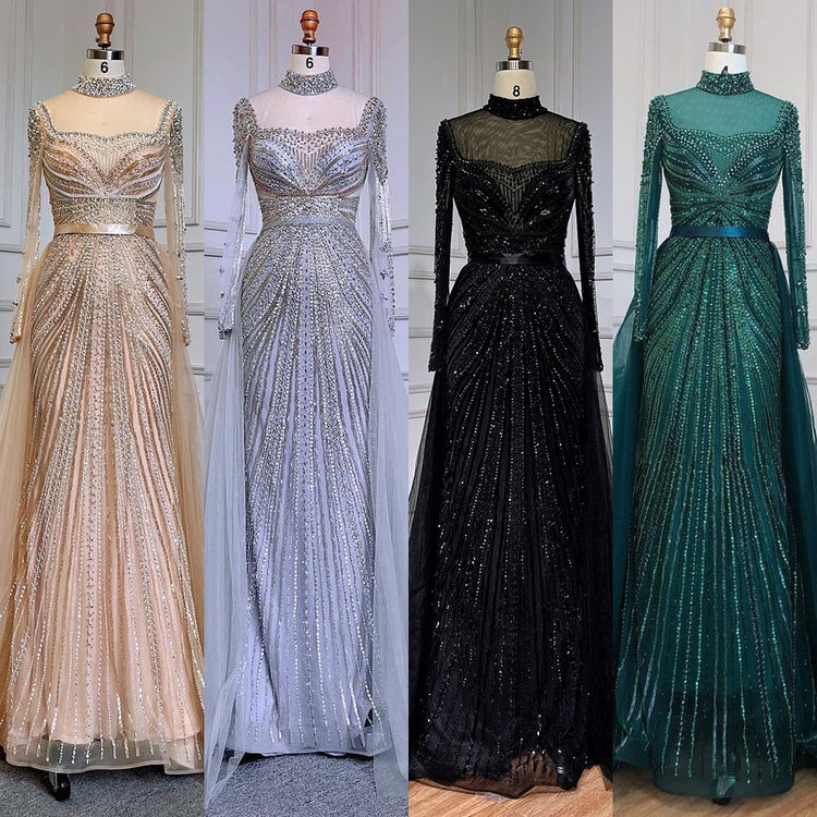 Vestido de Festa Sereia Magnus em Cetim Cravejado com Cristais - Modelo Especial