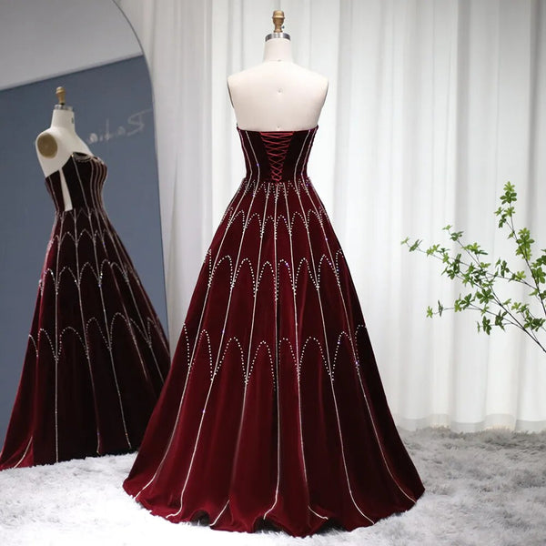 Vestido de Festa Marsala Longo Cristal e Renda - Modelo Especial