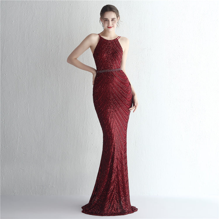Vestido de Festa Luxo Sereia com Capa Marsala