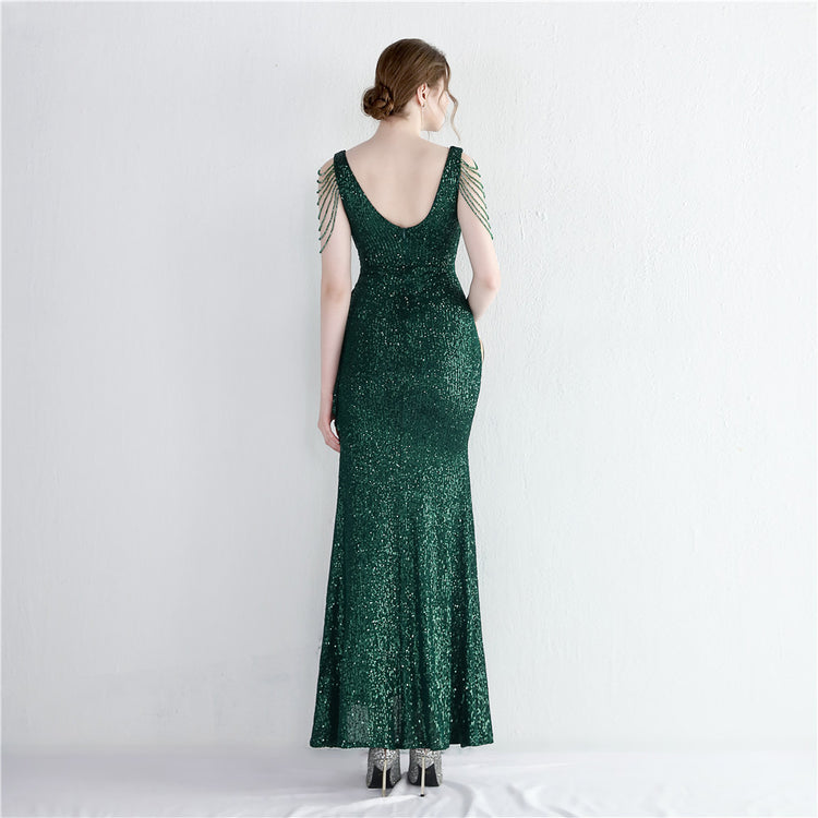 Vestido de Festa Brilho com Lantejoulas Verde