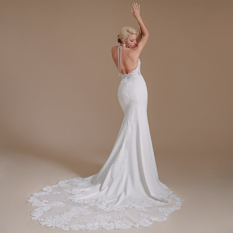 Vestido de Noiva Sereia Luxo com Parte Superior Detalhada em Rendas