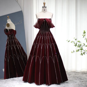 Vestido de Festa Marsala Longo Cristal e Renda - Modelo Especial