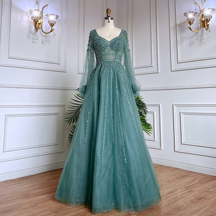 Vestido de Festa Longo Vênus Detalhes em Miçangas e Cristais - Modelo Especial