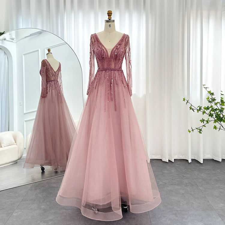 Vestido de Festa Elegante Longo Adornado em Detalhes - Modelo Especial