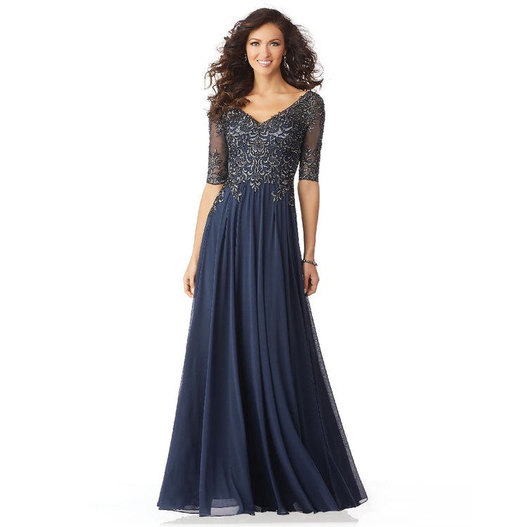Vestido de Festa Longo com Apliques