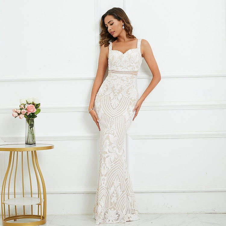 Vestido de Festa Sereia Elegante com Cintura Adornada