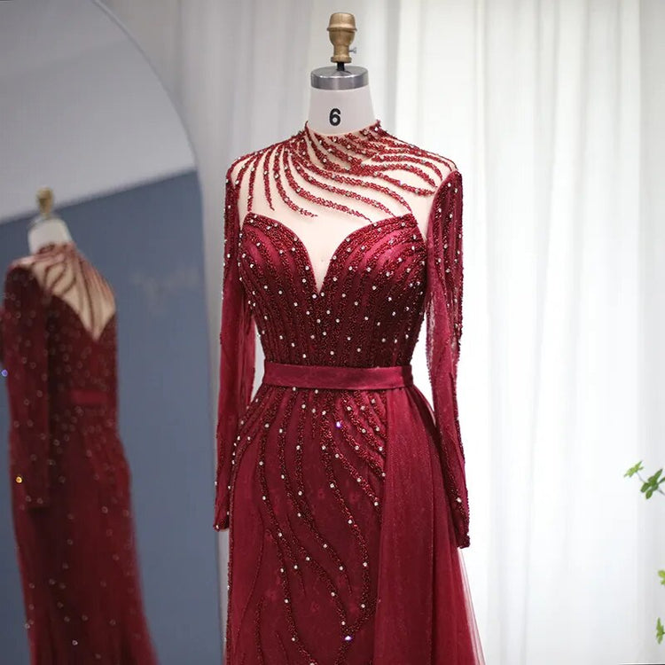 Vestido de Festa Longo Sereia Adornado em Brilho