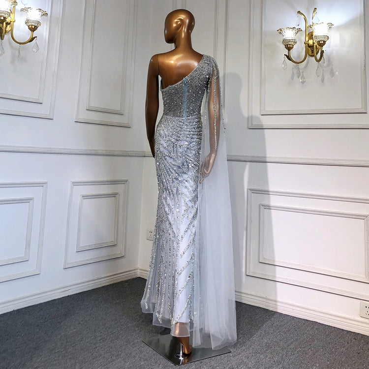 Vestido de Festa Luxo com Alça Manta Assimétrica - Modelo Especial