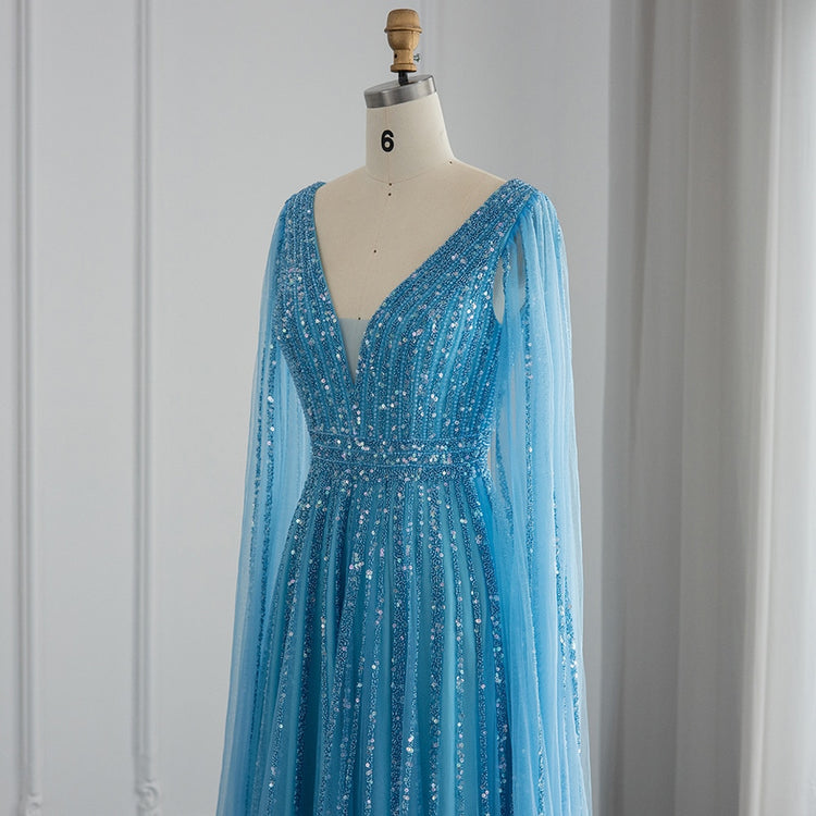 Vestido de Festa Longo Luxuoso com Maxi Manga - Modelo Especial
