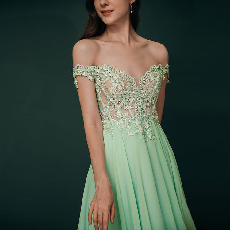 Vestido de Festa Longo Brilho Verde Menta