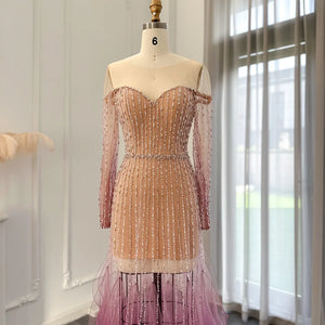 Vestido de Festa Luxo em Dupla Camada com Sobreposição com Pedrarias Bordadas