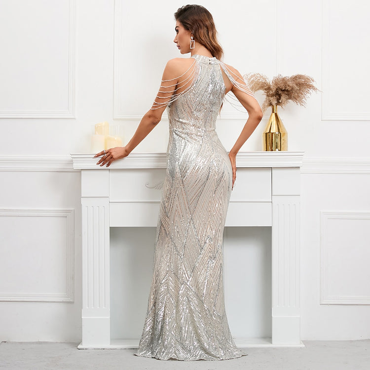 Vestido de Festa Longo Brilho Elegante