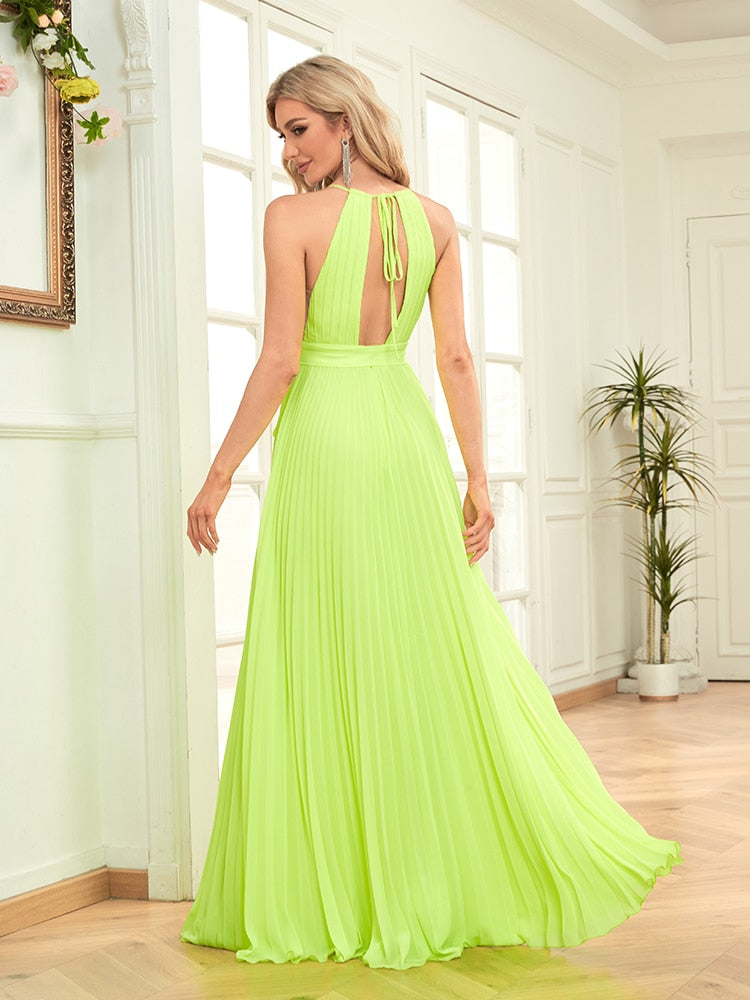 Vestido de Festa Longo Leve com Faixa Charmoso
