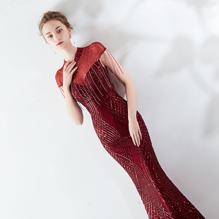 Vestido de Festa com Miçangas Vintage Luxo