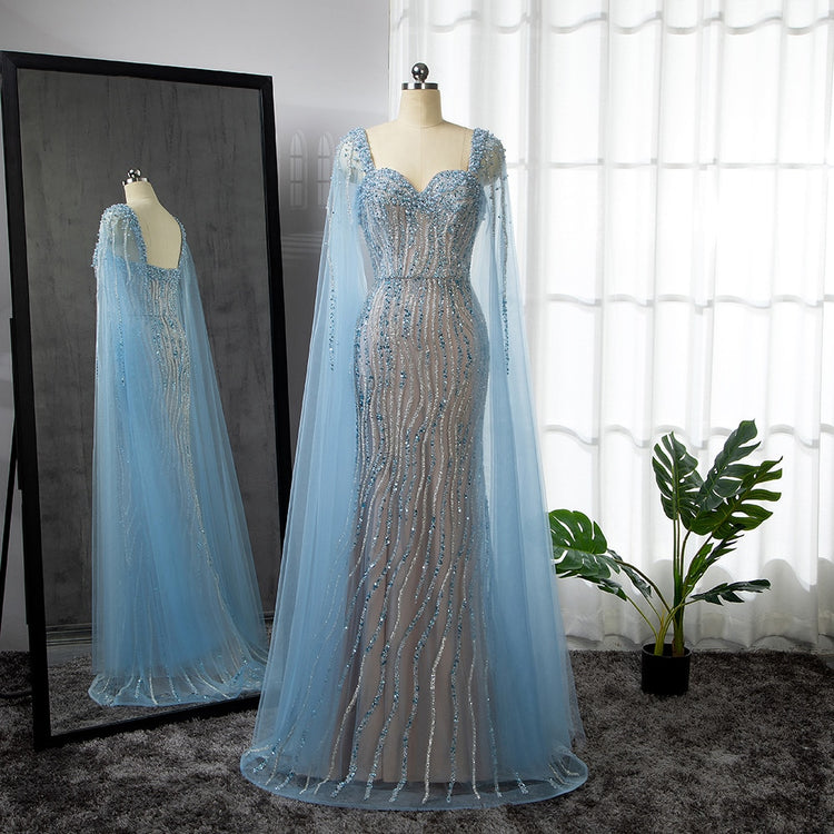 Vestido de Festa com Capa Longo Luxo Montserrat - Modelo Especial