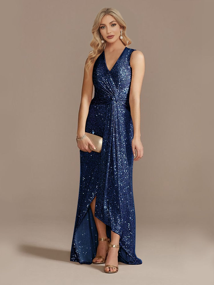 Vestido de Festa Longo Detalhado em Brilhos e Paetês (Pronta Entrega)