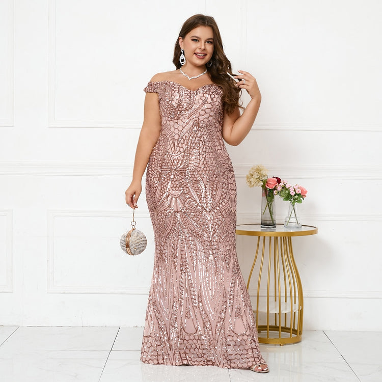 Vestido Plus Size Longo Elegante Rosa Empoeirado