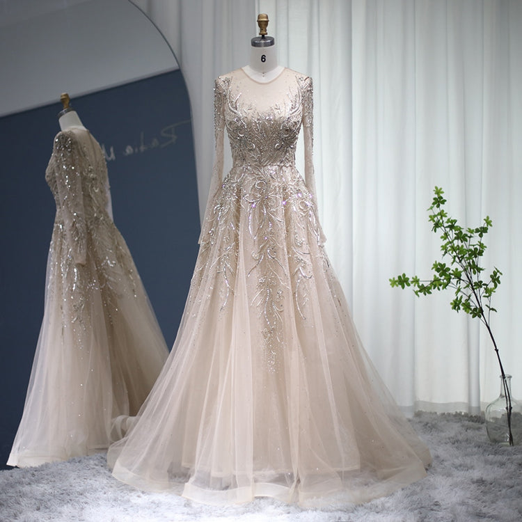 Vestido de Festa Luxo Clássico com Cristais em Padrão Ice - Modelo Especial