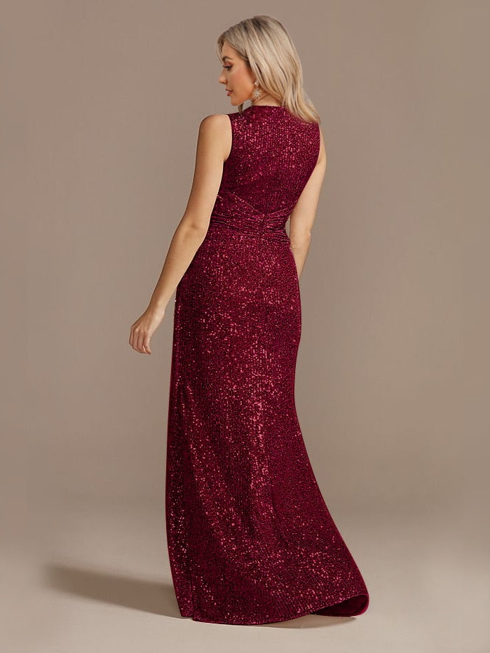 Vestido de Festa Longo Detalhado em Brilhos e Paetês (Pronta Entrega)