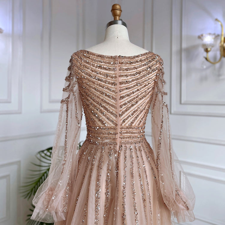 Vestido de Festa Longo Vênus Detalhes em Miçangas e Cristais - Modelo Especial