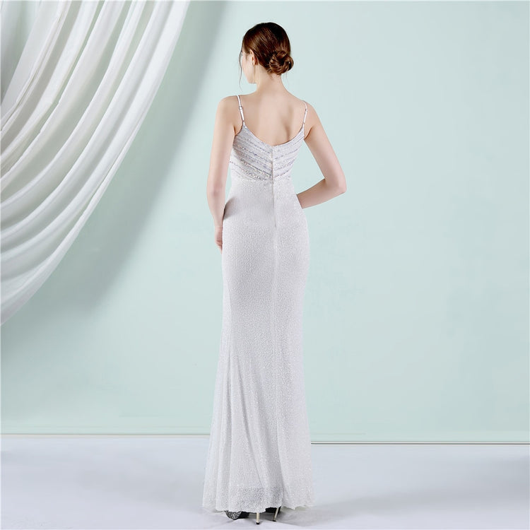 Vestido de Festa com Decote V Império Branco
